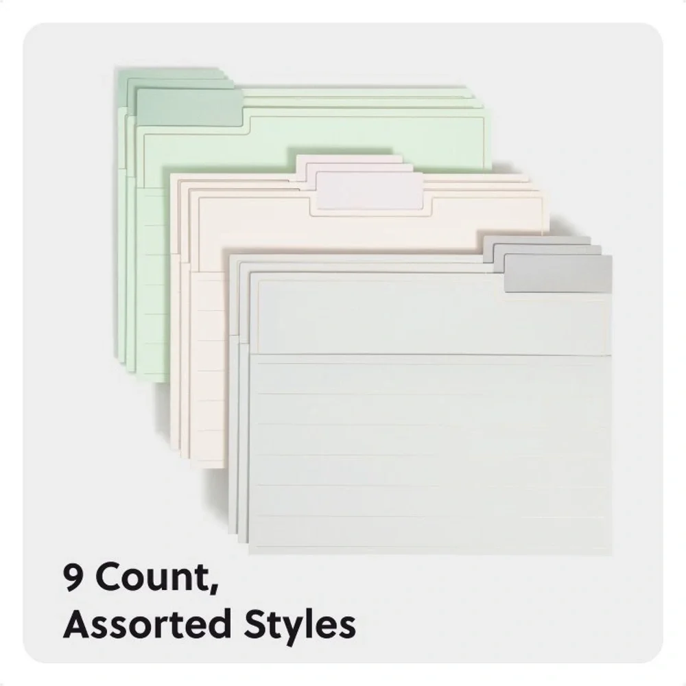 U Brands Paper Folder 9ct File Folders with Pockets Soft Pastels for Home Office